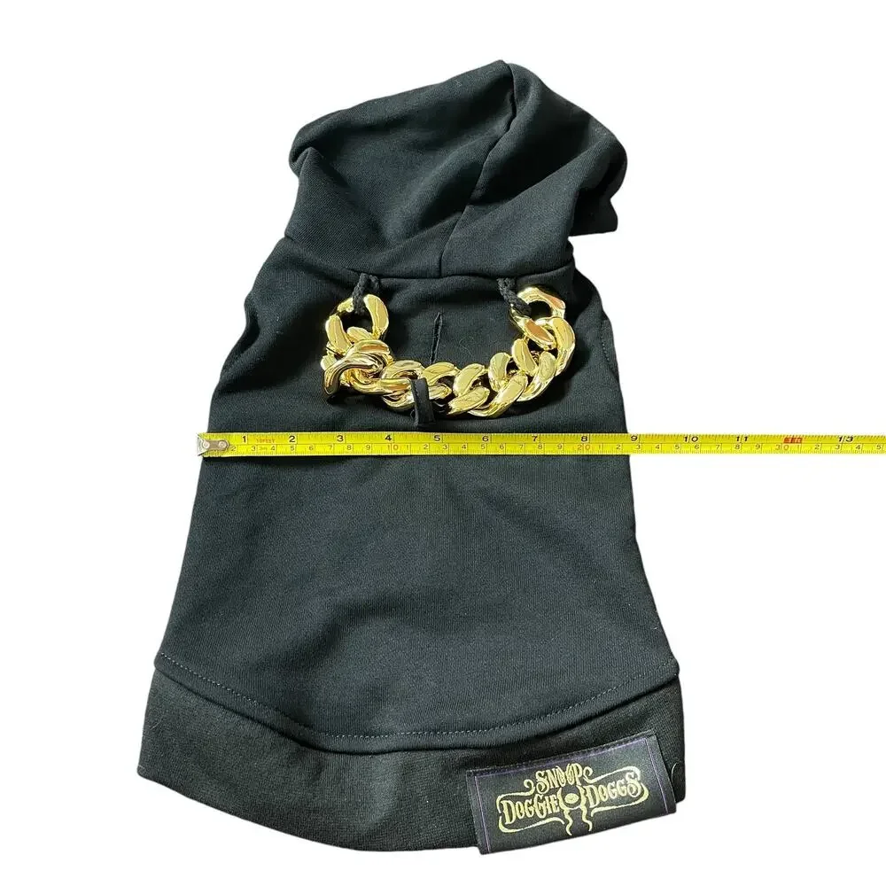 Snoop Doggie Doggs Deluxe Pet Hoodie Off The Chain XS New X-Small Black Gold